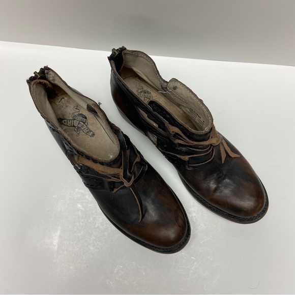 Freebird By Steve Womens Brown Leather Surge Boho Open Side Ankle Booties Size 8 - Picture 2 of 13